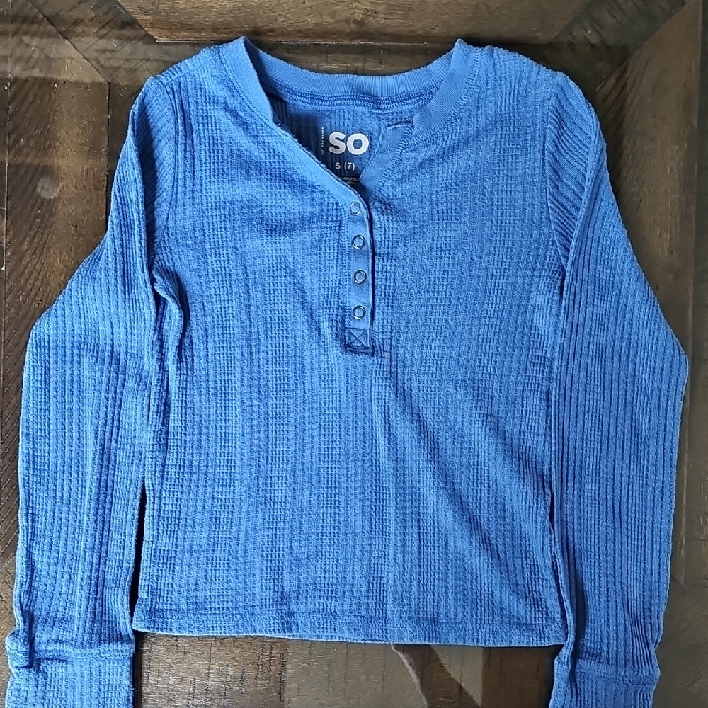 SO Vibrant Blue Textured Henley Shirt